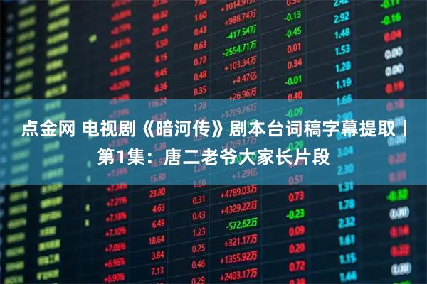 点金网 电视剧《暗河传》剧本台词稿字幕提取丨第1集：唐二老爷大家长片段